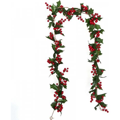 1,75 m Guirlande Sapin Artificiel Noël, Baie Noël Houx Guirlande, Intérieur Extérieur Vert Décorations de Noël, Artificiel Vert Décoré Décoration de N (1/5)