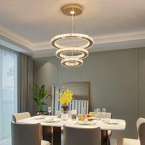 Lustres en cristal de luxe français Hall salon Led plafonnier pendentif plafonnier chambre cuisine table à manger décoration-Or-Télécommande (1/5)