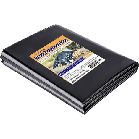 2 m x 3 m (125 Mu/500 G) black polyethylene plastic tarpaulin pond liner heavy duty waterproof plastic cover for garden painting (1/5)