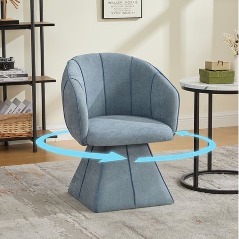 Drehsessel Chenille 360° mit hoher Rückenlehne Blau OKMYHOME (1/5)