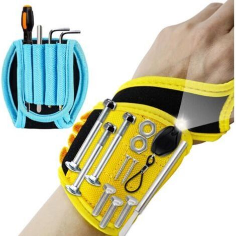 2 Pack Magnetic Wrist Strap for Fixing Screws, Nail Drill Bits, Stocking Stuffers for Men, Magnetic Wrist Tools, Belt Holder, Cool Gadgets for Men (1/5)