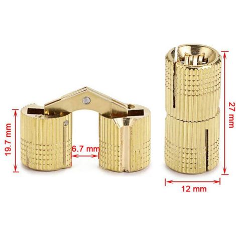 Paquet De 4 Charnières Cylindriques Dissimulées En Laiton Cylindriques Invisibles Pour Meubles Dissimulés (1/5)