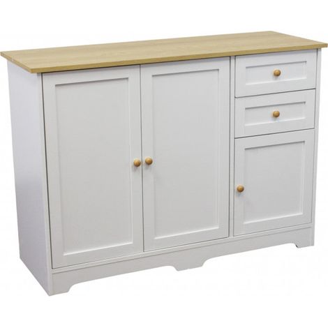 Mobile credenza da ingresso casa in legno bianco con ante 3 e 2 cassetti