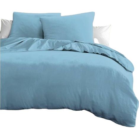 Home Linge Passion HP72066 Bettwäsche-Set Himmelblau 240x260 cm