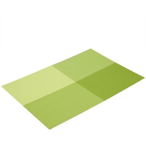 Table Mat - PVC - Rectangular - Plaid Pattern - Heat Insulating - Waterproof - For Dining Table - 30 x 45 cm - Green - 4 pcs (1/5)