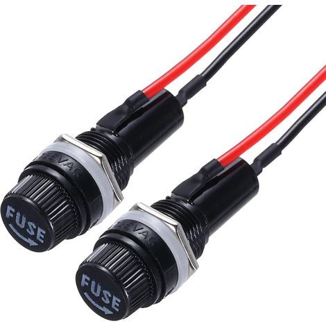2Pcs Porte-Fusible À Montage Panneau 6x30mm AC 250V 10A/AC 125V 15A Porte-Fusible À Vis Avec Fils Pré-Soudés, Port Oblong (1/5)