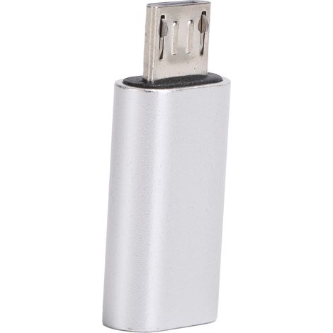 Adaptateur USB-C Femelle vers Micro USB Mâle Chargeur Données Téléphone Argent (1/5)