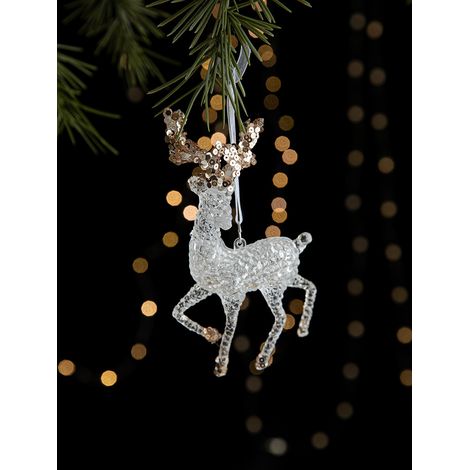 Suspensions de Noël en acrylique transparent à paillettes, ornements flocon de neige pour sapin, décoration festive pour maison, vitrine, fête et ambiance hivernale (1/4)