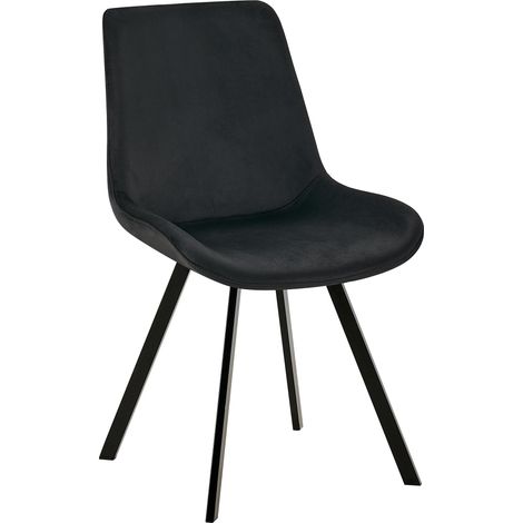 Silla de comedor x1 giratoria 360 grados terciopelo negro estructura de metal negro 100007207 (1/5)