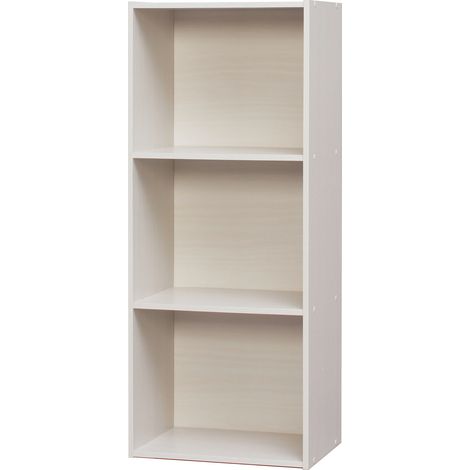 Iris Ohyama, Meuble de rangement, Bibliothèque, Meuble avec 3 étagères, Grande capacité, Multifonctionnel, Solide, Bureau, Chambre, Salon - Office Basic Rack CX-3FN - Chêne Blanc