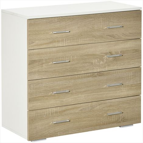 Table de chevet contemporaine 4 tiroirs 76 x 35 x 72 cm blanc (1/5)