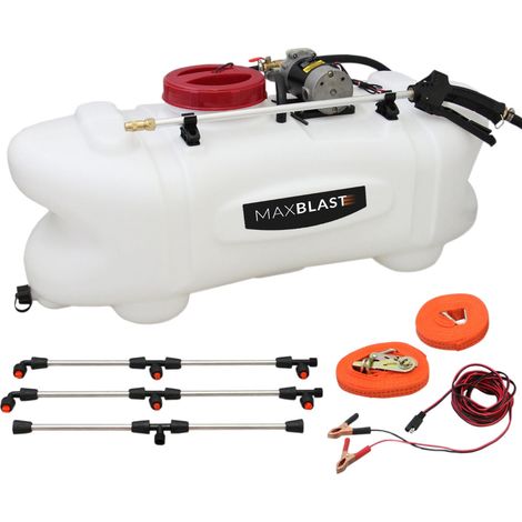 Conjunto de Remolque ATV Todo Terreno 820x950x1930mm con Neumáticos Capacidad 295kg y Pulverizador con Tanque 100L de 500x450x900mm con 5m Cable y 5m Cinturón Seguridad Presión Máxima 12 bar