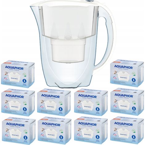Jarra filtrante Aquaphor Amethyst de 2,8 L + 10 cartuchos, blanca (1/5)
