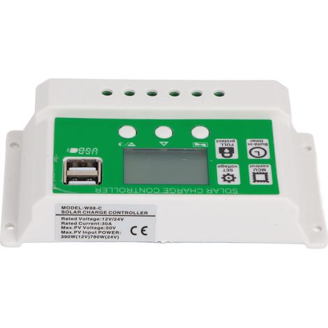 PWM-Solarladeregler mit automatischer Erkennung, zwei USB-Anschlüssen und PV-Kabel für den Heimgebrauch (24 V, 12 V, 30 A) (1/5)