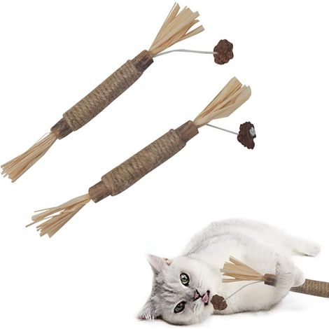 Bâtonnet D'herbe Pour Chat - En Bois Naturel - Pour le Nettoyage Dentaire et la Mastication - 2 Pièces