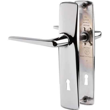 Vachette – Ensemble de porte sur plaque Junior 4065 clé L chromé – Entraxe 165 mm – Pour porte d'épaisseur 40 mm – Fixation invisible (1/10)