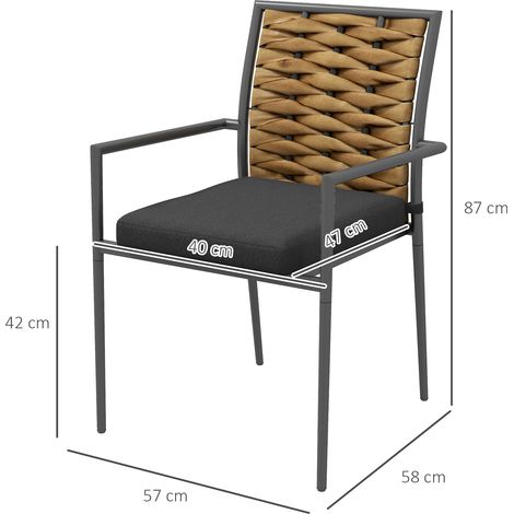 Chaises de jardin, chaises d'extérieur, chaises de terrasse, résistantes aux intempéries, design moderne, 57 x 58 x 87 cm, noires (1/5)
