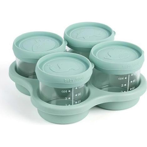 Boîtes alimentaires en verre pour enfants avec couvercles en silicone, bocaux de conservation avec plateau, compatibles micro-ondes et lave-vaisselle. (1/5)