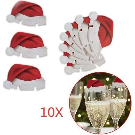 Carte avec verre à vin en forme de chapeau de Noël, carte avec tasse Le Petit Chaperon rouge, carte de décoration de tasse pour les fêtes, carte d'insertion populaire pour verre à vin rouge de Noël.