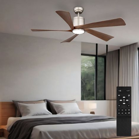 LED Deckenlampe Deckenventilator Wohnzimmerlampe Dimmbar Braun Metall Ø 132 cm (1/5)