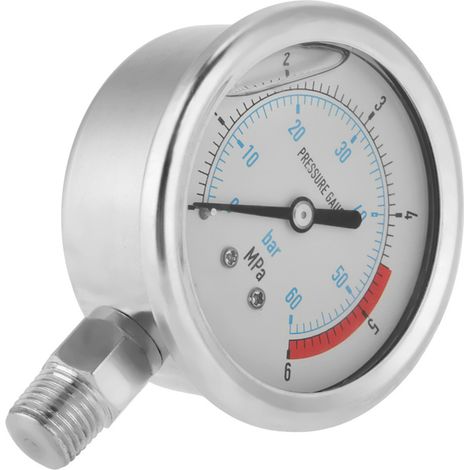 GARRYFIZH Manomètre à air comprimé, raccord fileté 1/4" NPT, format mini, cadran de 60 mm avec double échelle pour une lecture facile (bar/MPa)