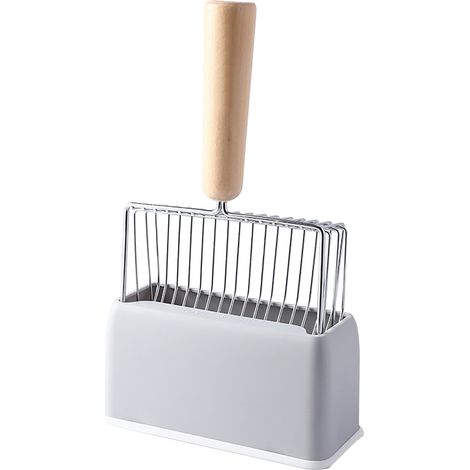 Pelle à litière pour chat, pelle en métal avec pelle profonde, Base à Long manche, tamisage des excréments de chaton, lève-crottes Durable, grand gris (1/5)
