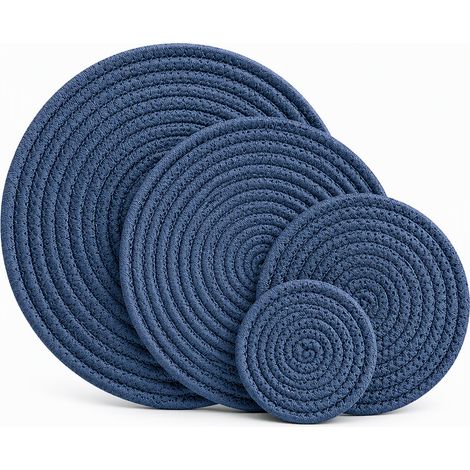 dessous-de-plat isolant bleu 11 cm en coton pour la maison (1/5)