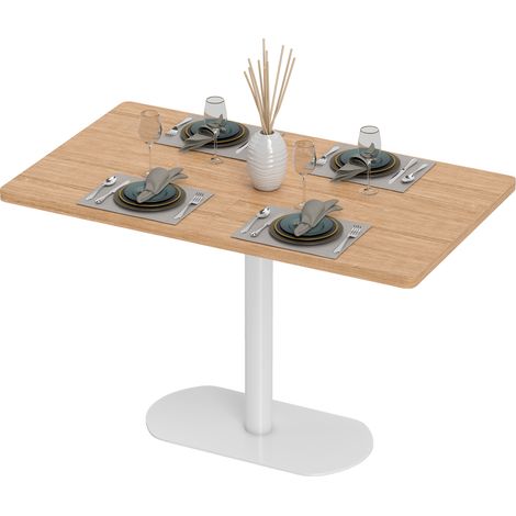 Rechteckiger Esstisch für 6 Personen, 120 x 70 x 75 cm, Küche, Gestell und Tischplatte aus weißer Eiche. (1/5)