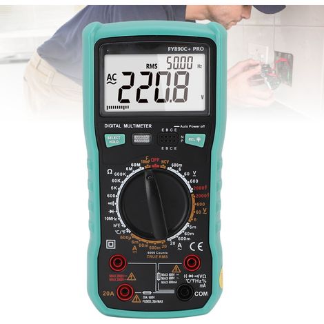 Multimètre photovoltaïque numérique haute précision 2000 V, intelligent et anti-surchauffe, 6000 points / condensateur 100 000 µF / résistance 60 MΩ / fréquence / température / diode / transistor (1/5)