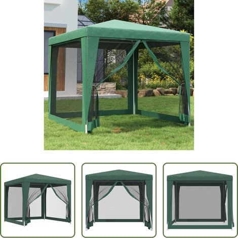 Partyzelt mit Mesh - Partyzelt mit 4 Mesh-Seitenwänden Grün 2,5x2,5 m HDPE (1/5)