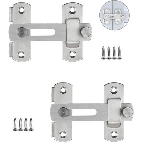 Serrure de porte 2 pièces, porte avec boulon de verrouillage à vis coulissante pour jardin,Blanc (1/5)