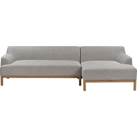 Sofá esquinero elegante tela poliéster patas de madera sala de estar gris izquierdo Sosjo