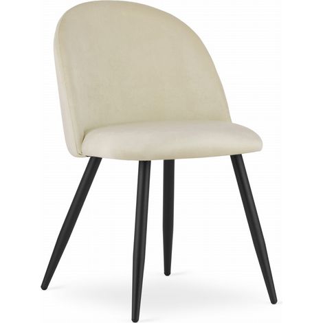 Silla Bello - terciopelo beige / patas negras x 1 (1/5)