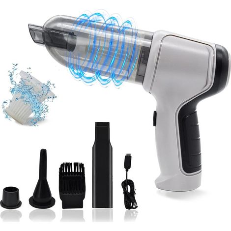 1 aspiradora portátil inalámbrica mini de 9000 Pa, aspiradora portátil para coche, aspiradora de mesa de 120 W, recargable por USB, 3 en 1, potente removedor de polvo eléctrico para ordenador, coche y (1/5)