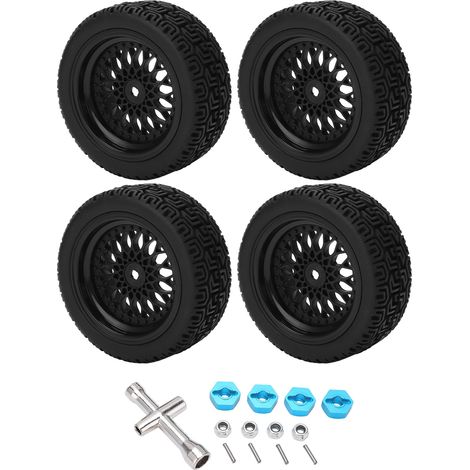 Jeu de 4 pneus en caoutchouc RC 1/10, haute résistance à l'abrasion, bonne adhérence, stabilité, noir, pour voitures RC 1/10 (1/5)