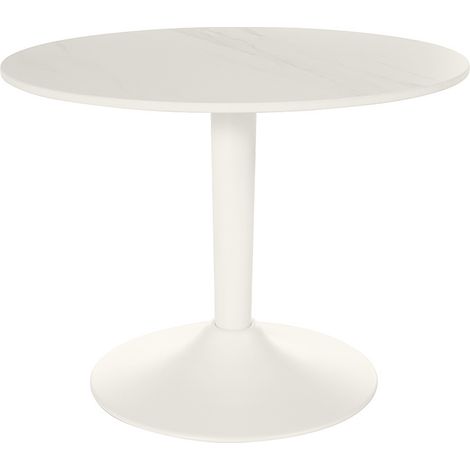 Tavolino basso design rotondo in ceramica bianca e metallo D60 cm MALOU