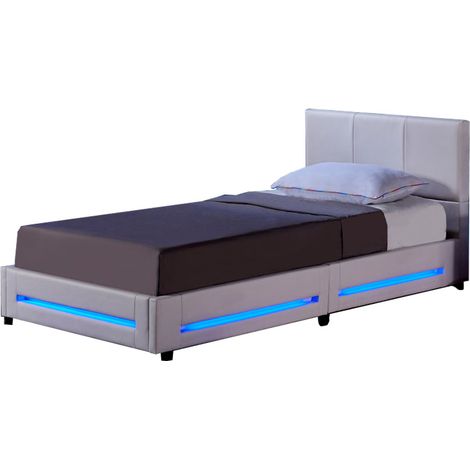 Home Deluxe - Cama LED ASTEROID con colchón color: blanco, tamaño: 90 x 200 cm