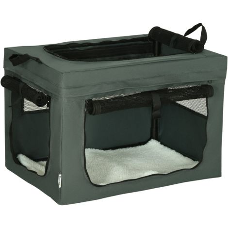 60cm Grey Pet Carrier with Cushion for Small Dogs-Ideal Travel Solution for Miniature Breeds (1/5)