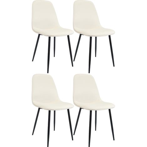 4er Set Esszimmerstuhl Maryam creme Samt