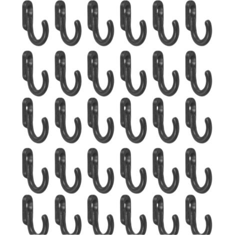 Crochets métalliques noirs pour suspendre clés, bijoux, serviettes, lot de 30 (1/4)