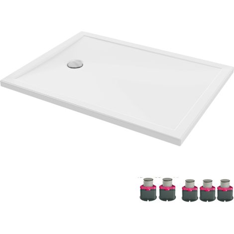 Jacob Delafon – Receveur de douche à poser 120 x 90 cm – Extra-plat en céramique – Bonde à gauche – Kit de réhausse inclus – Surface lisse et durable