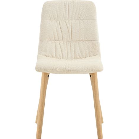 ELVMI Set di 2 Sedie da Pranzo, Schienale Ergonomico Plissettato per Cucina, Tessuto e Legno Massello, Bianco (1/5)