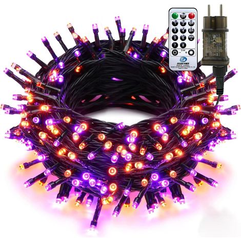 Guirlande Lumineuse Halloween 25M 200LEDS Orange-Violet avec Télécommande et Minuterie IP44 Étanche -8 Modes pour Déco Extérieur/Intérieur Jardin Fête (1/5)