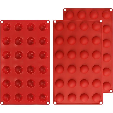 Mini moules semi-sphériques en silicone à 24 cavités, lot de 3, pour la préparation de chocolats, gâteaux, gelées, mousses en dôme et bien plus encore. (1/5)