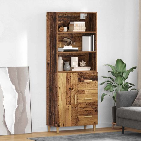 Highboard Altholz 69,5 x 32,5 x 180 cm Holzwerkstoff