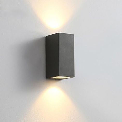 Applique Murale LED Carrée Noire Double Tête, Lumière Blanc Chaud, Lot de 2 Lampes Extérieures pour Porche Terrasse Jardin Façade (1/5)