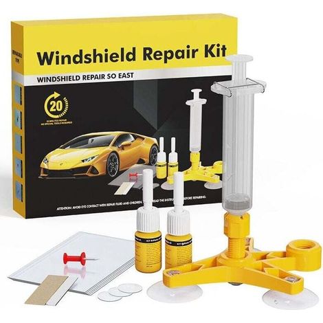 Kit de réparation de pare-brise – Répare fissures jusqu'à 30 cm – Résine de réparation et seringue à pression – Facile à utiliser (1/5)