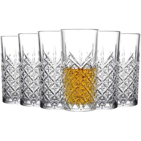 Ensemble de 6 verres à whisky de 380 ml - Verres à eau de grande taille - Verres pour cocktails, jus, mojitos et thé glacé (1/4)