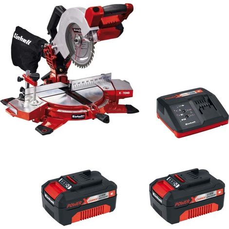 Einhell Cordless 18V Mitre Saw Power X Change +X2 3ah Batteries TE-MS 18/210 LI (1/4)
