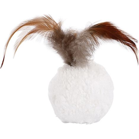 Lot de 2 balles pour chat, jouet interactif à pompon pour chat mignon, jouet en plumes pour chat, balle de jeu pour animaux de compagnie (1/4)